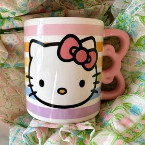 Sanrio HELLO KITTY Large Cup Mug Ceramic Pastel Colors Ribbon Handle 20oz